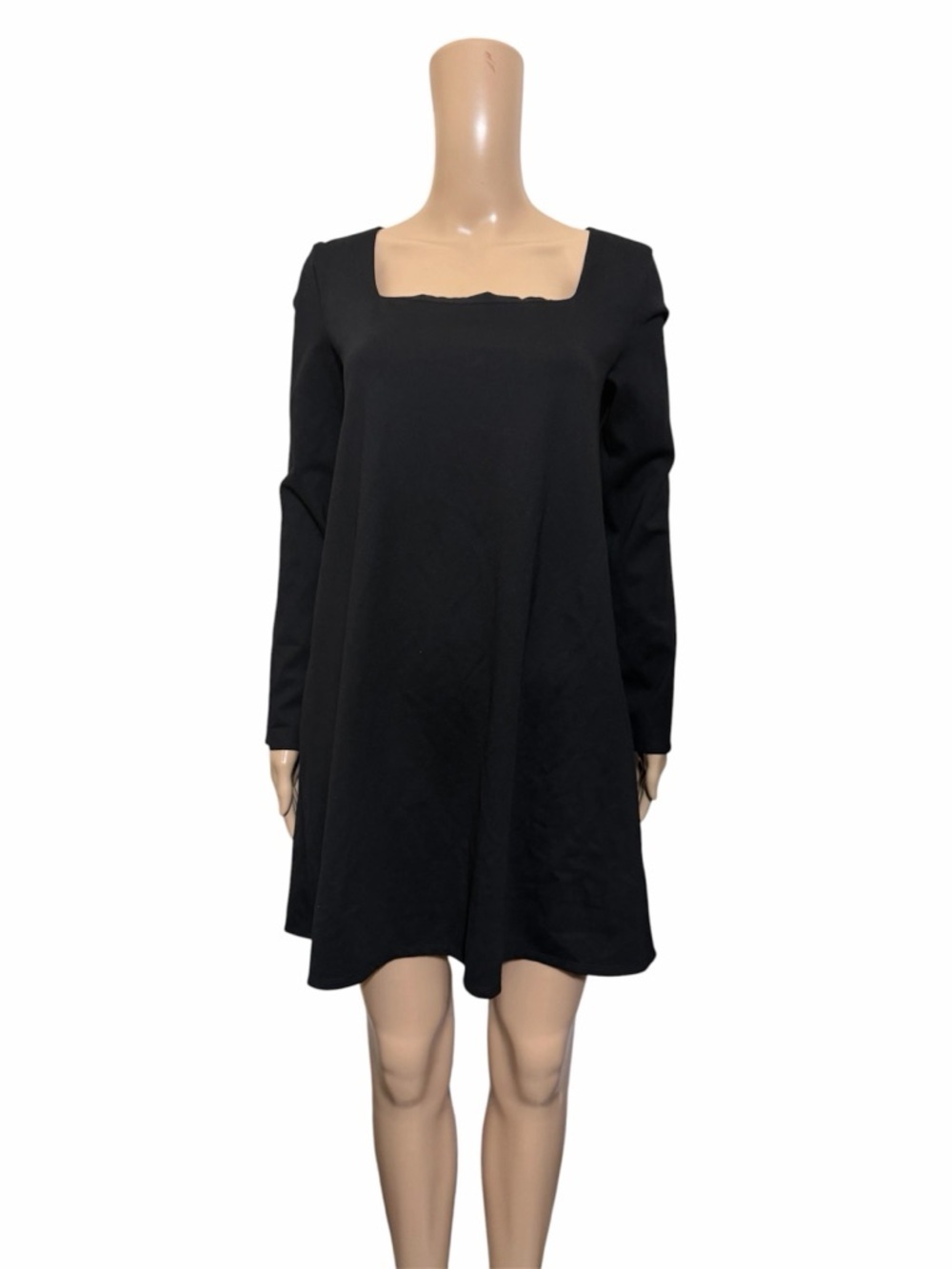 Tuckernuck Black Long Sleeve Swing Dress Square Neck Mini Classic
